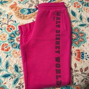 Disney, large hot pink drawstring, jogger sweatpants